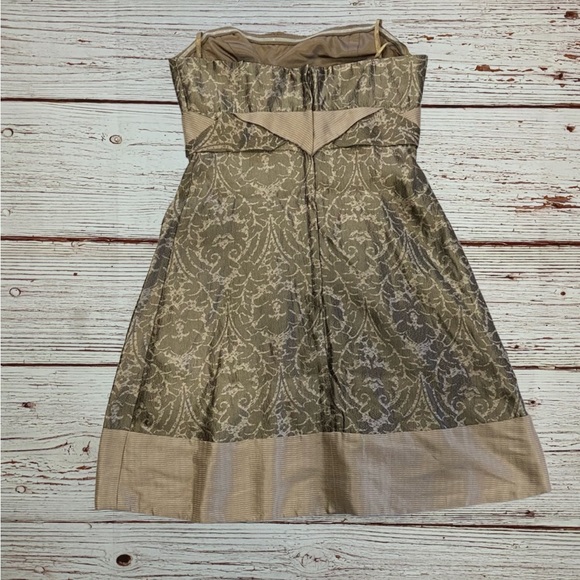BCBG MaxAzria Strapless Gold/Pewter A line Cocktail Dress Sz 0 - Picture 8 of 11